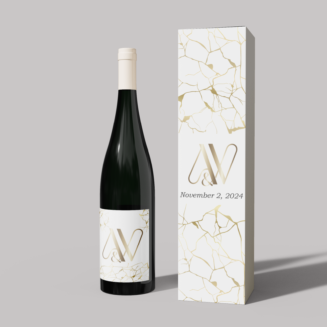 wedding monogram wine packaging