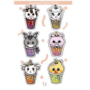 Kawaii Farm Animal Sticker Pack